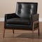 Baxton Studio Perris Black Faux Leather Upholstered Walnut Wood Lounge Chair 150-8740 - alternate 3